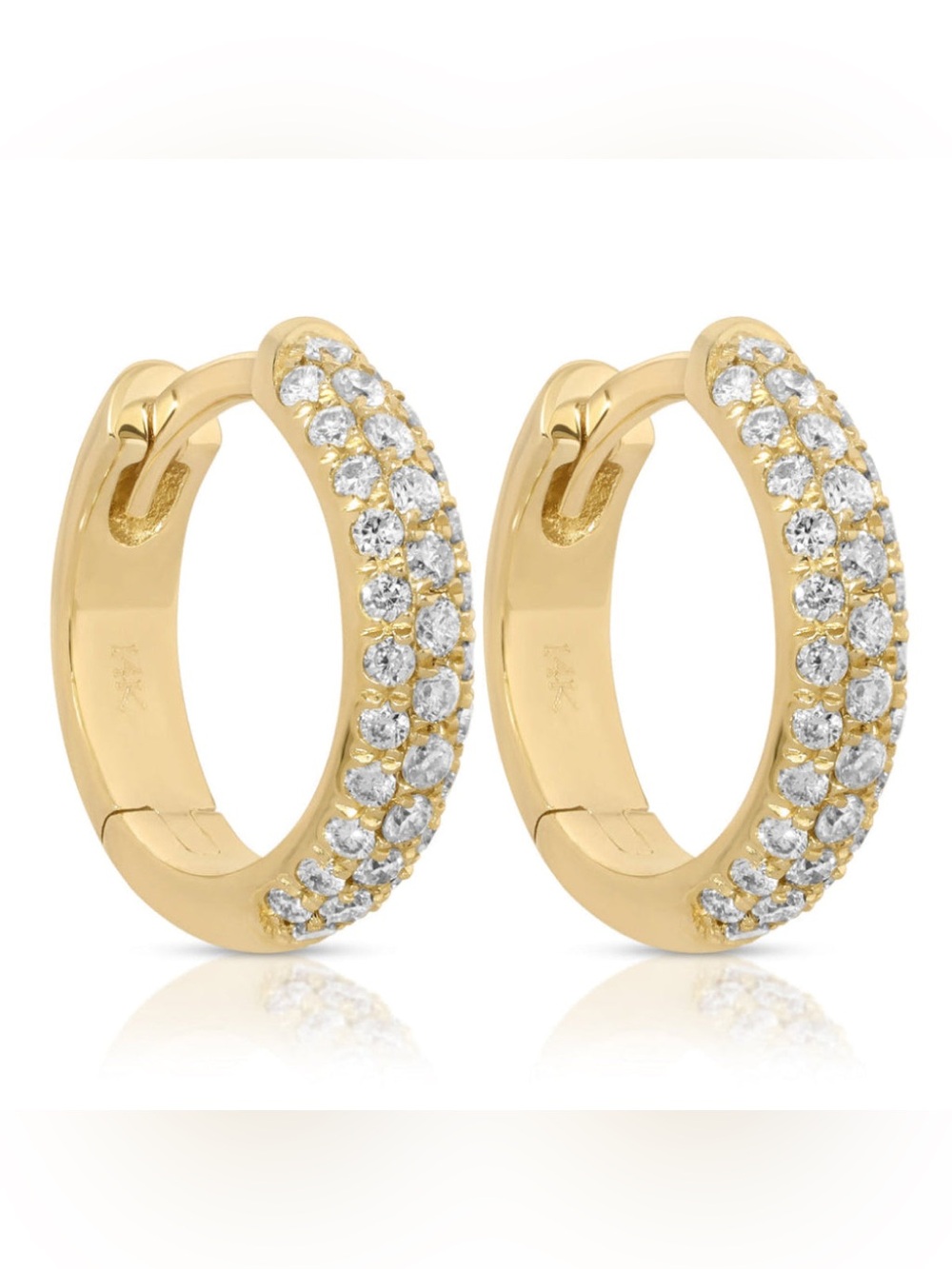 Maya Brenner Pavé Huggie Earrings in Gold and Diamonds